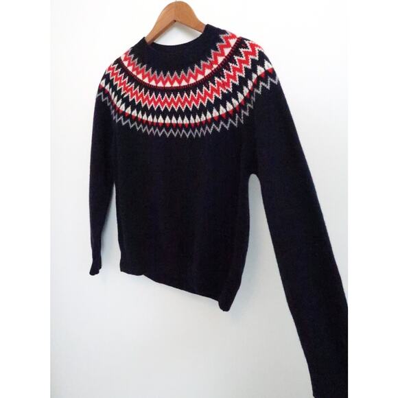MARIE LUND COPENHAGEN Fair Isle Merino Wool Sweater Jumper Navy YOOX M $119 - Picture 5 of 11
